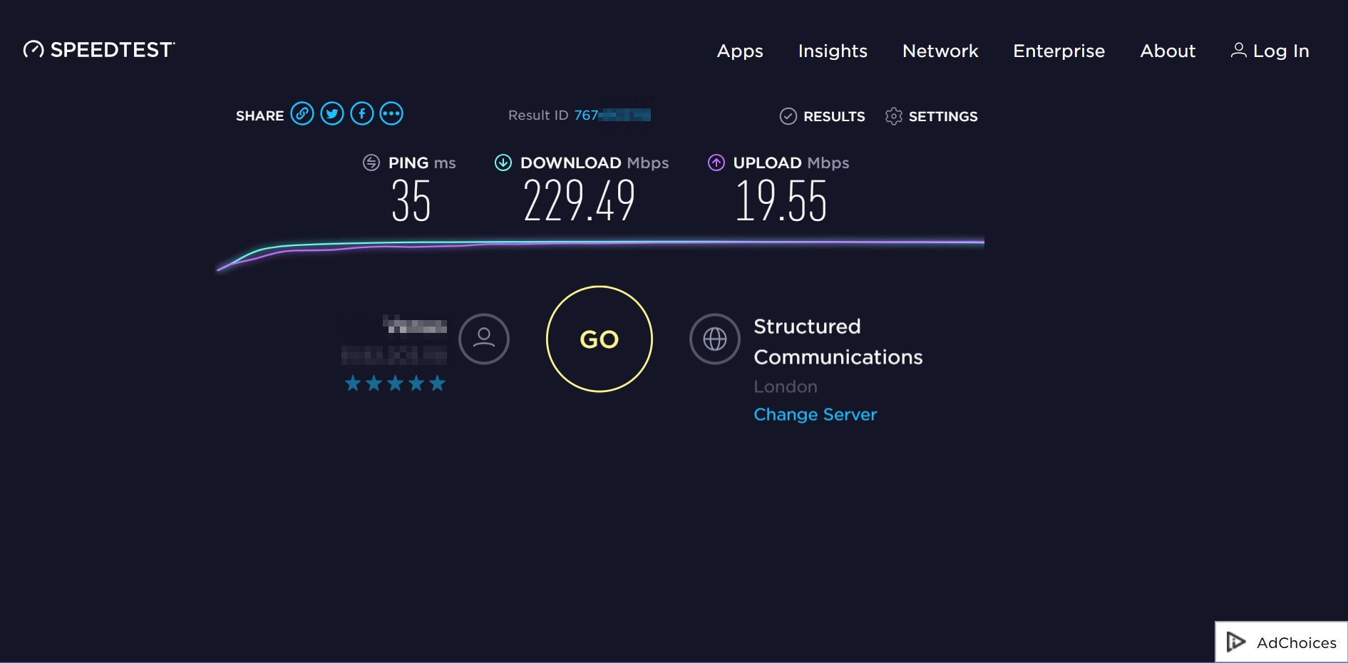 NordVPN UK speedtest